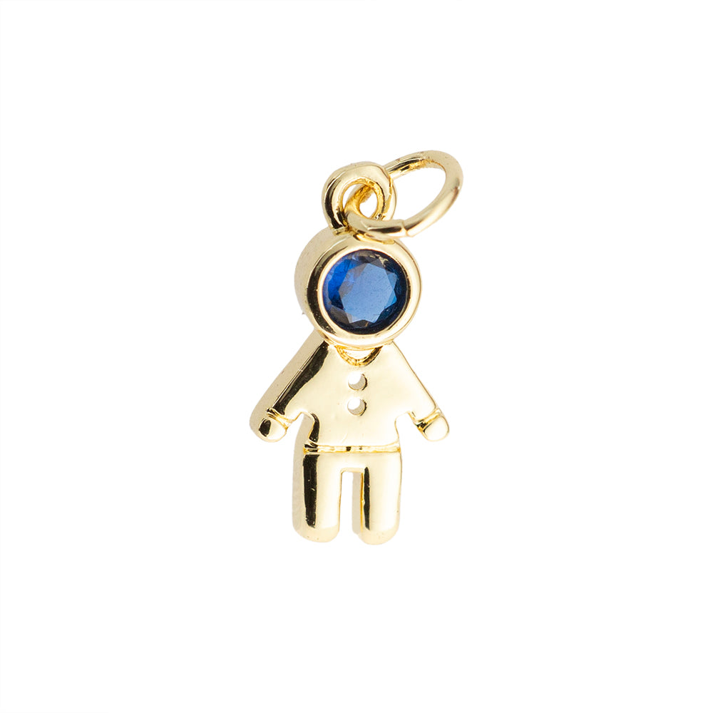 Dije Niño con Piedra Azul 15.5x8mm Dorado