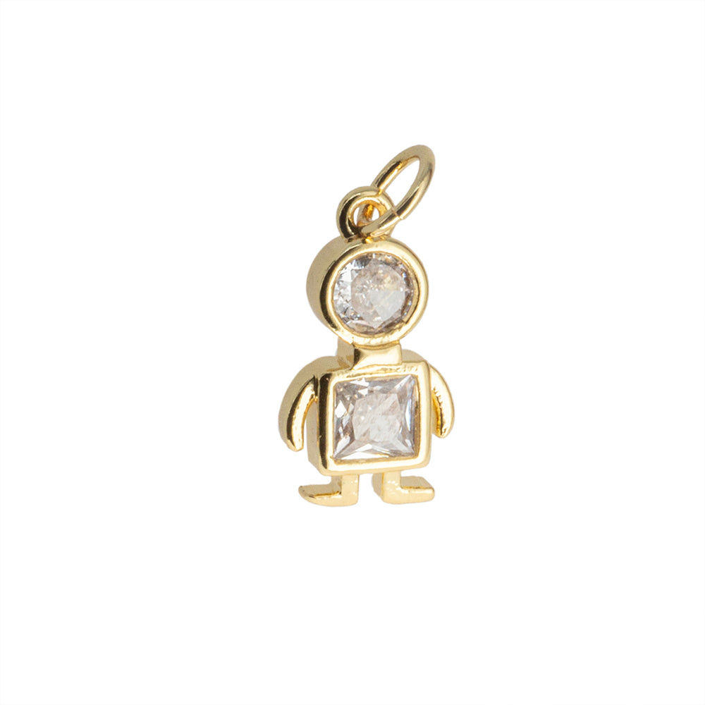 Dije Niño con Circonia Blanca 15x8mm Dorado