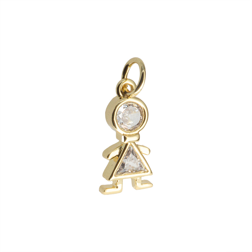 Dije Niña con Circonia Blanca 15x8mm Dorado