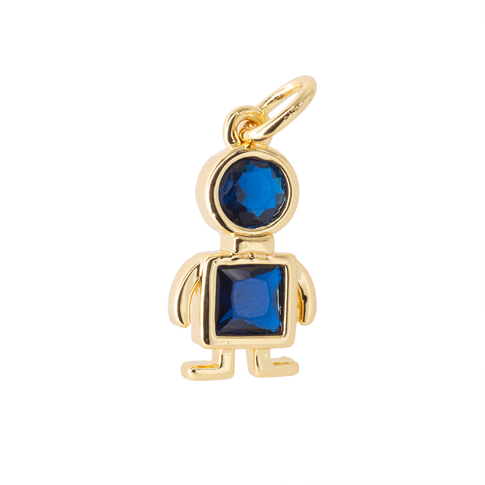Dije Niño con Circonia Azul 15x8mm Dorado