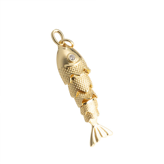 Dije Pez Huachinango con Circonia 41x10mm Dorado