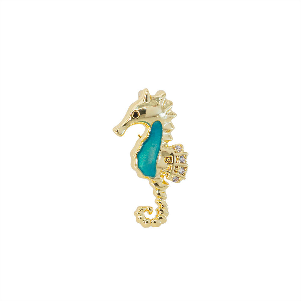 Dije Caballo de Mar con Circonia 20x9.5mm Dorado