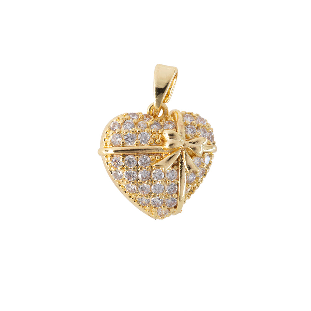 Dije Corazón con Circonia 15x15.5mm Dorado