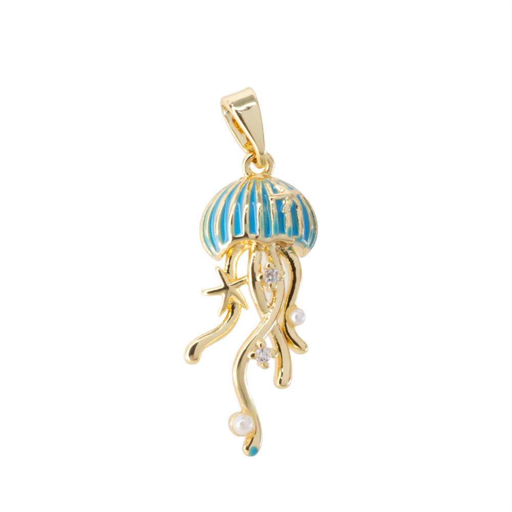 Dije Medusa Esmaltado Azul 25.5x10mm Dorado