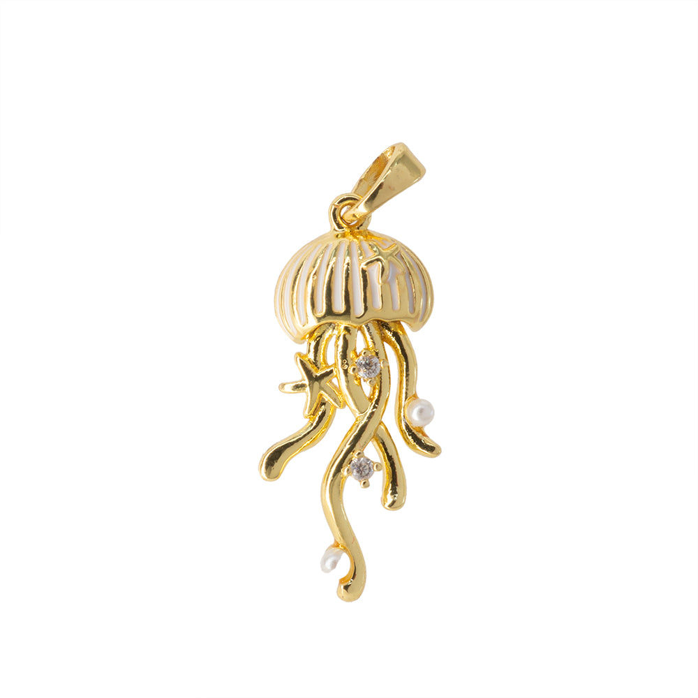 Dije Medusa Esmaltado Blanco 25.5x10mm Dorado