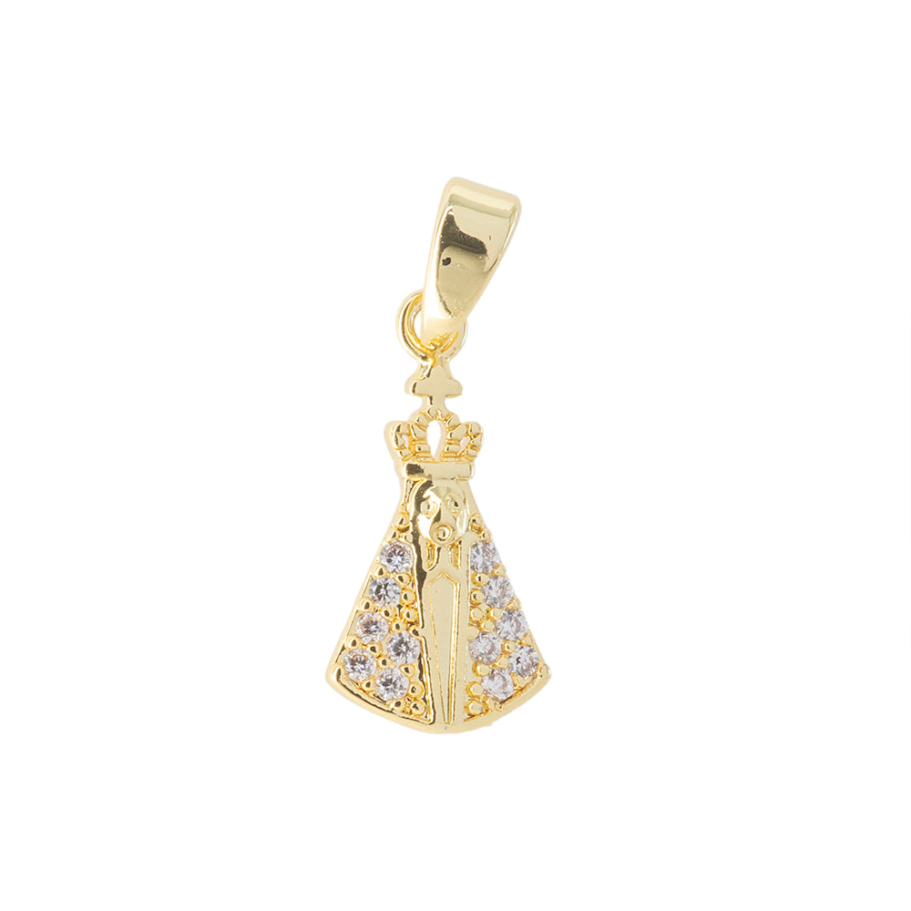 Dije Virgen Milagrosa con Circonia 16x8mm Dorado