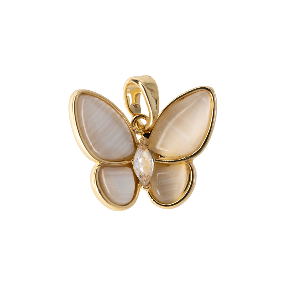 Dije Mariposa Ojo de Gato con Circonia 15x18mm Dorado