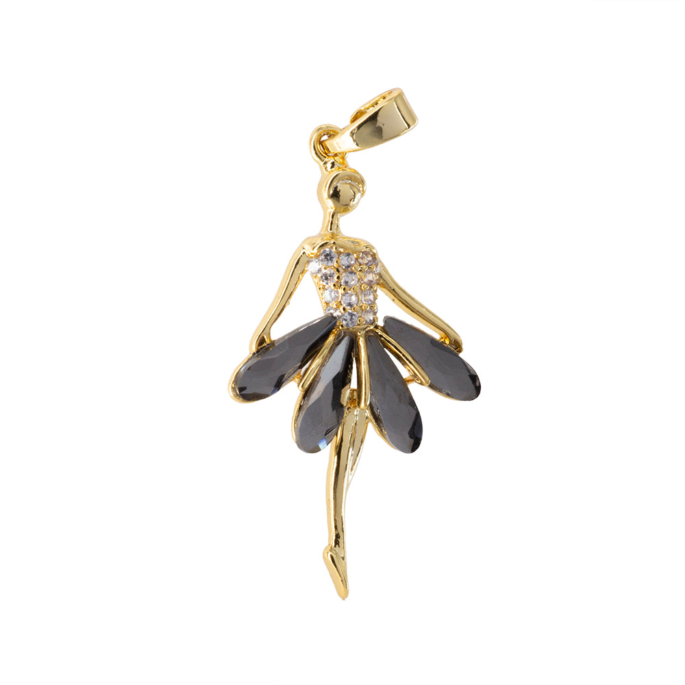 Dije Bailarina con Circonia 30x17mm Dorado