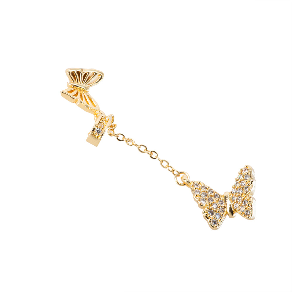 Dije Mariposas con Circonia 49x14.5mm Dorado