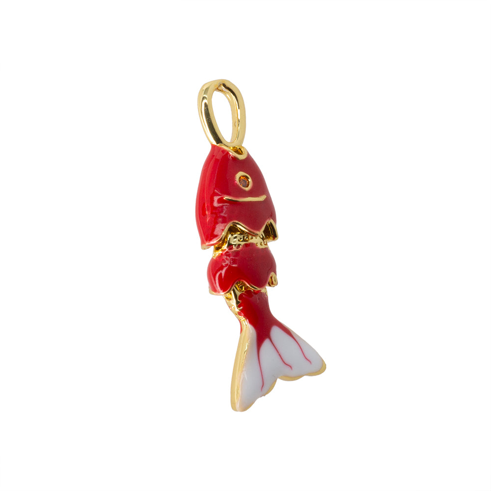 Dije Pez Esmaltado Rojo 24.5x9mm Dorado