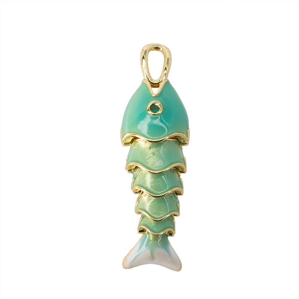 Dije Pez Esmaltado Verde 32x9.5mm Dorado