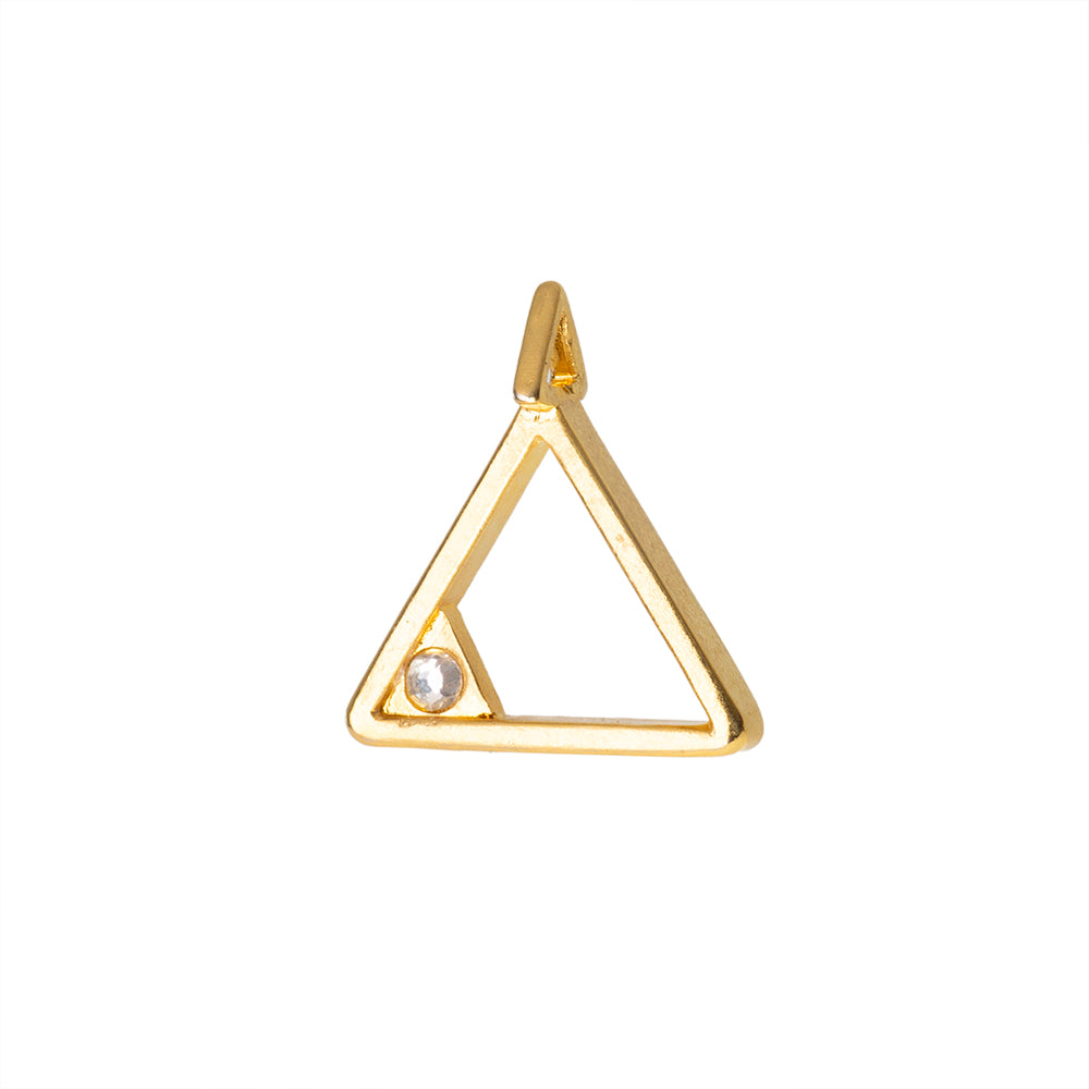 Dije Triangulo con Cristal 21x20mm Dorado