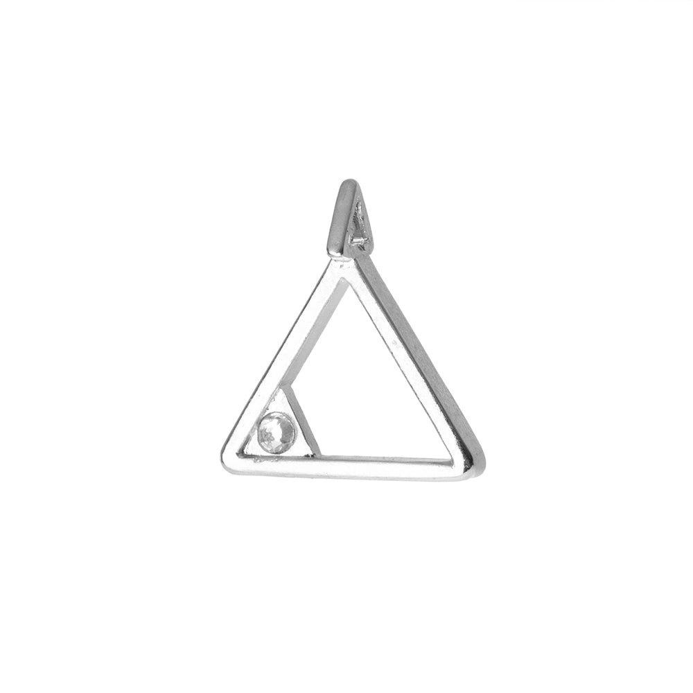 Dije Triangulo con Cristal 21x20mm Niquel