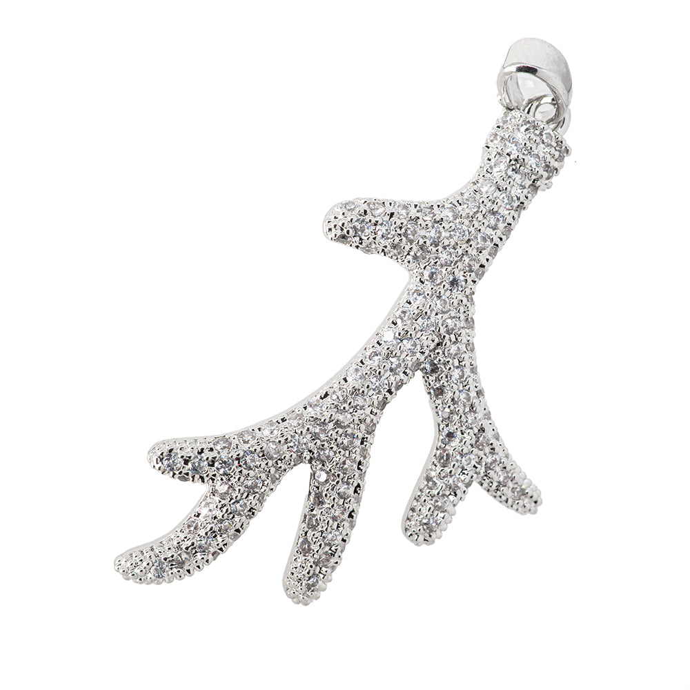 Dije Coral con Circonia 40x22mm Plateado