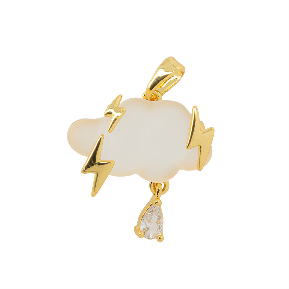 Dije Nube con Trueno y Circonia 12x19.5mm Dorado