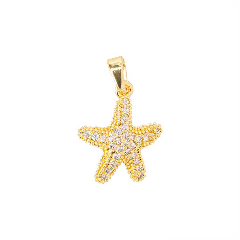 Dije Estrella de Mar con Circonia 17x14.5mm Dorado
