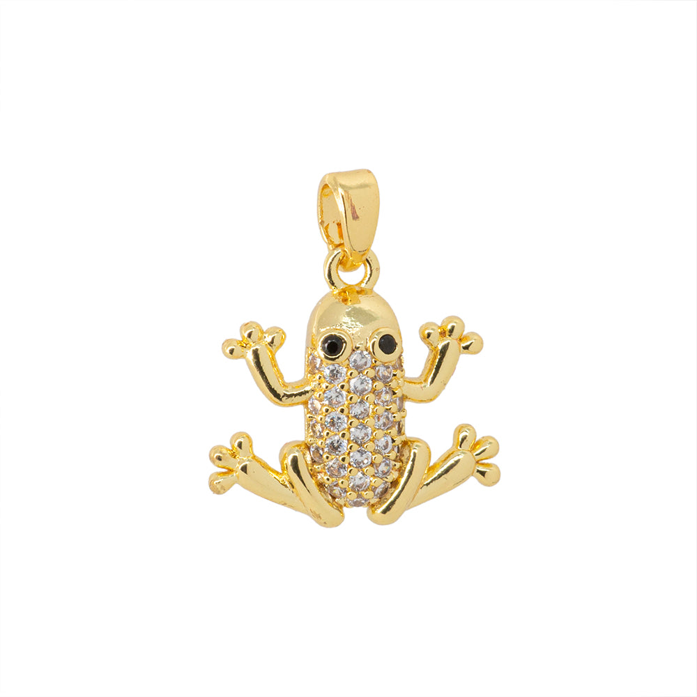 Dije Rana con Circonia 16x16.5mm Dorado