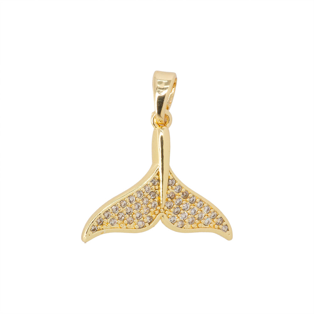 Dije Cola de Ballena con Circonia 16x19mm Dorado
