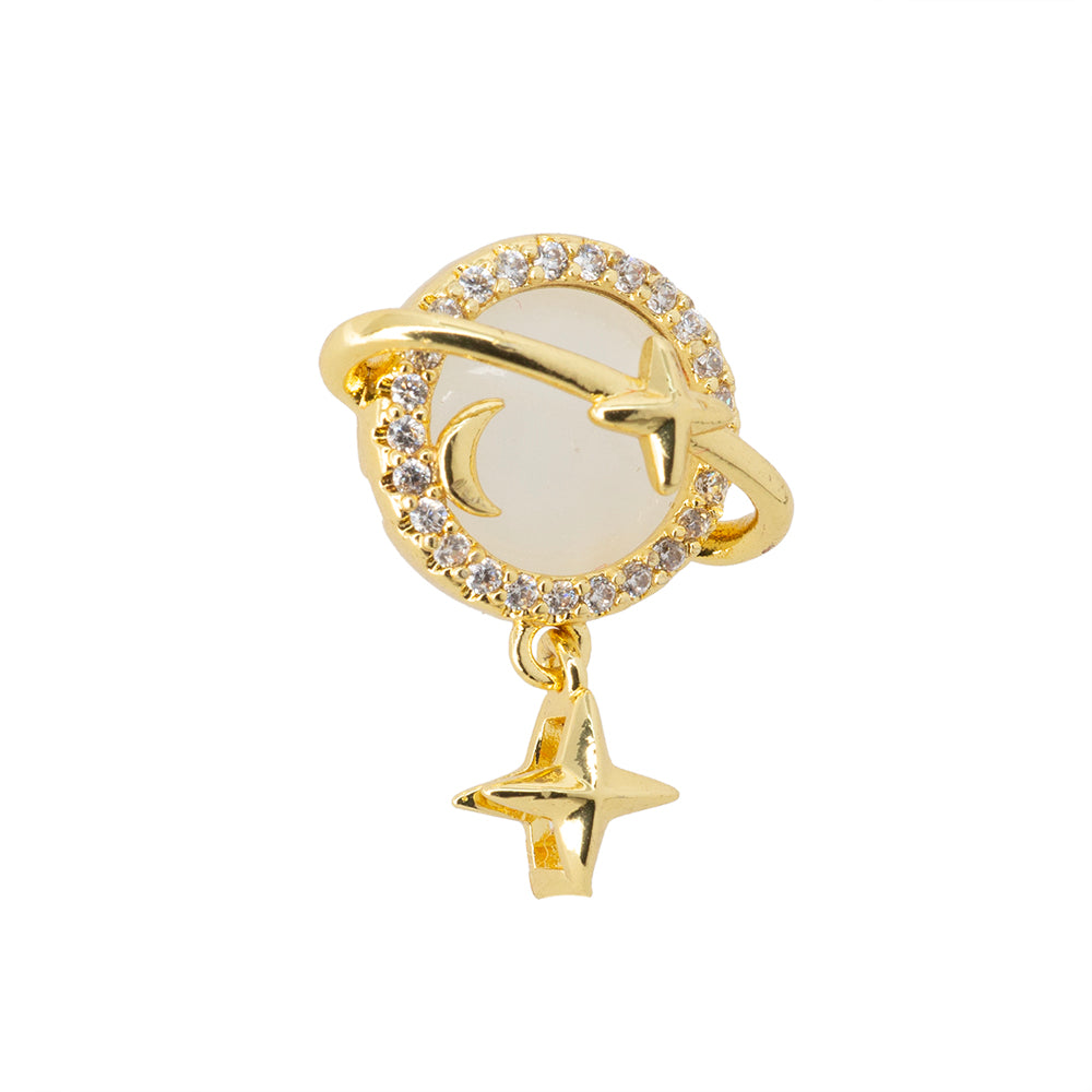 Dije Saturno con Circonia 15x16.5mm Dorado