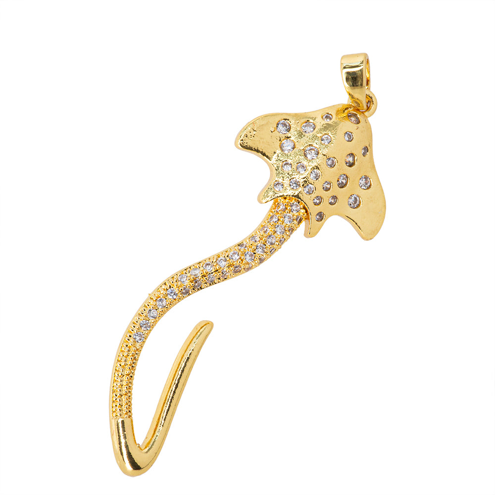 Dije Mantarraya con Circonia 44.5x17mm Dorado