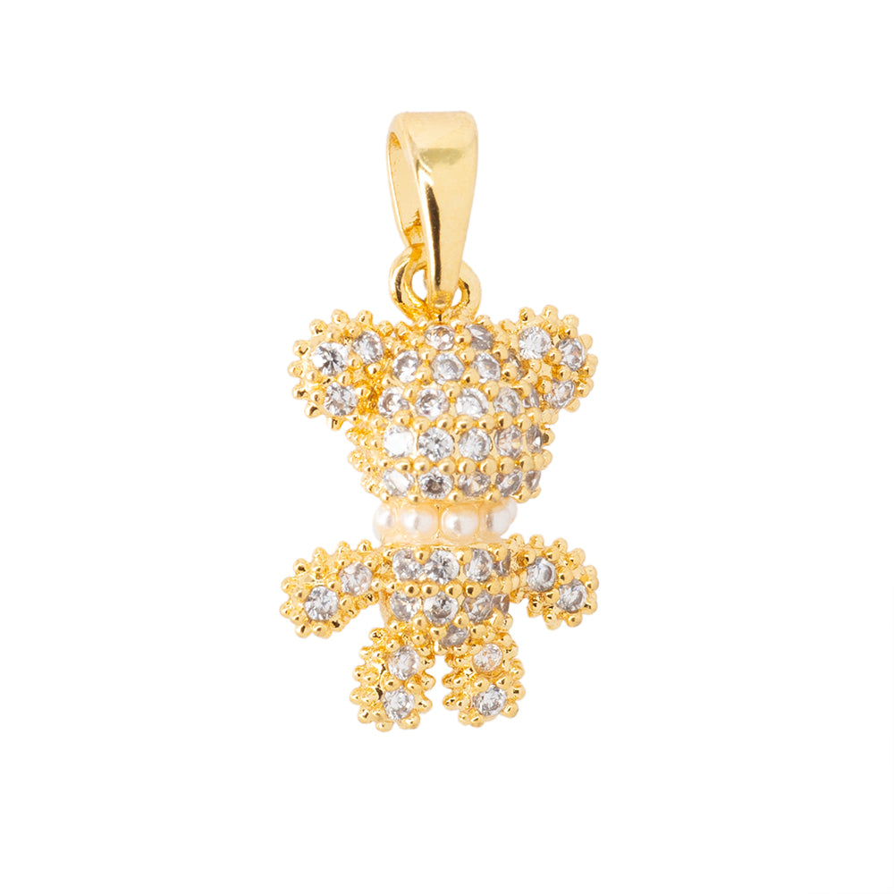 Dije Osito con Circonia 15.5x10.5mm Dorado
