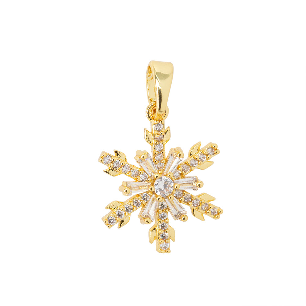 Dije Copo de Nieve con Circonia 17x14mm Dorado
