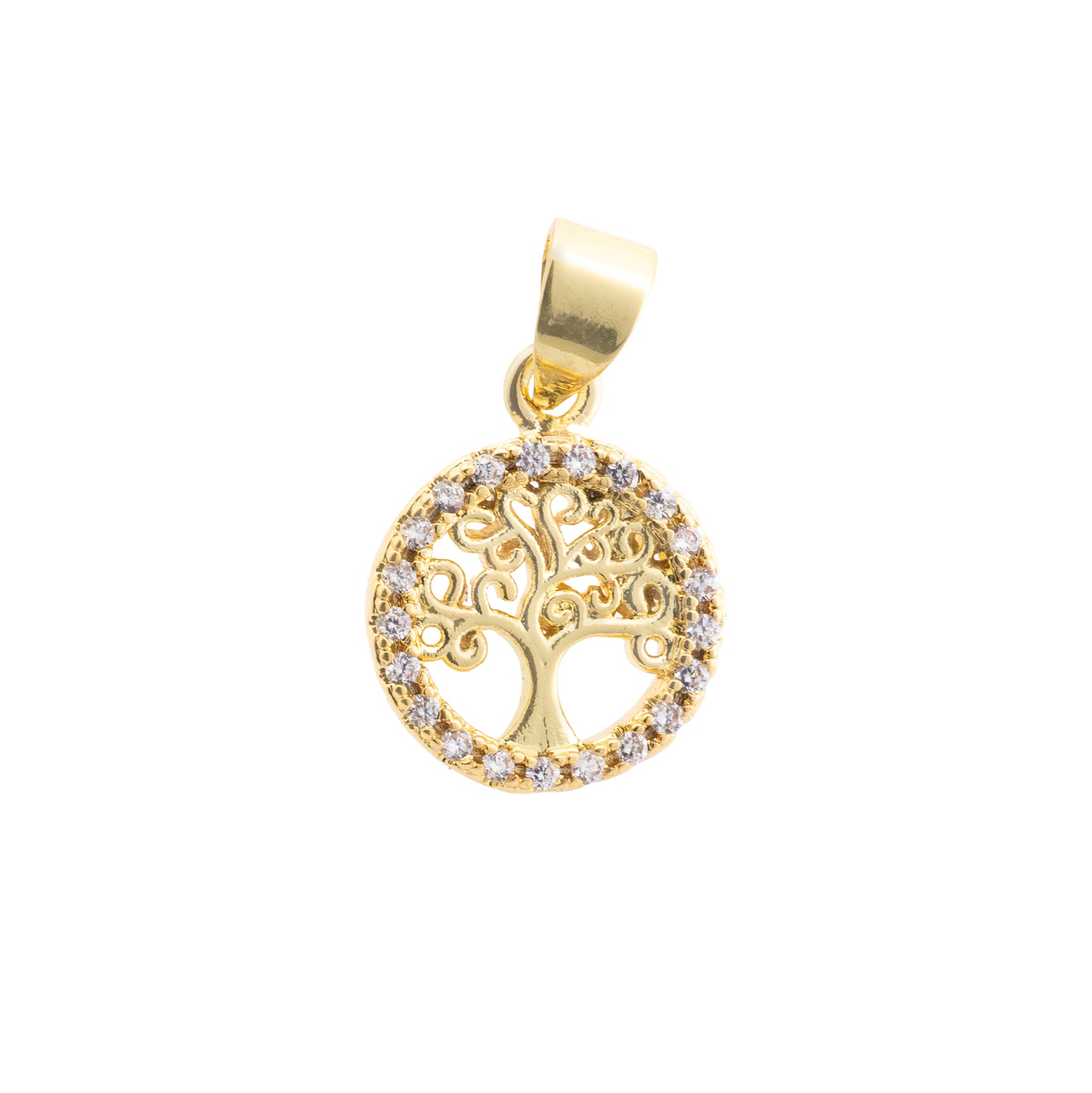 Dije Árbol de la Vida con Circonia 14.5x11.5mm Dorado