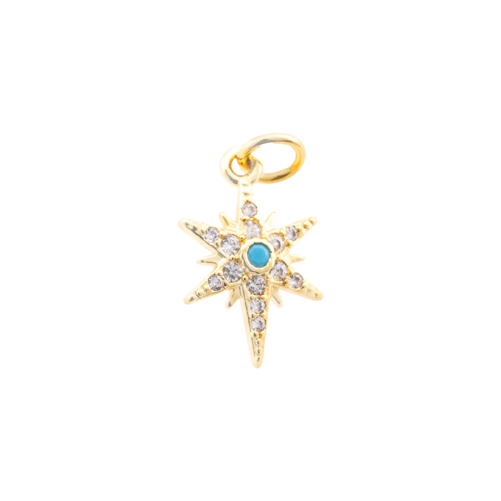 Dije Estrella con Circonia 16.5x10mm Dorado