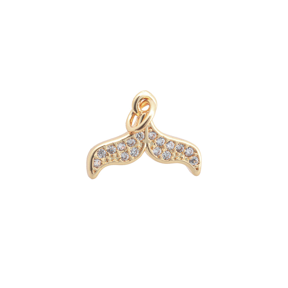 Dije Cola de Ballena con Circonia 11x14.5mm Dorado