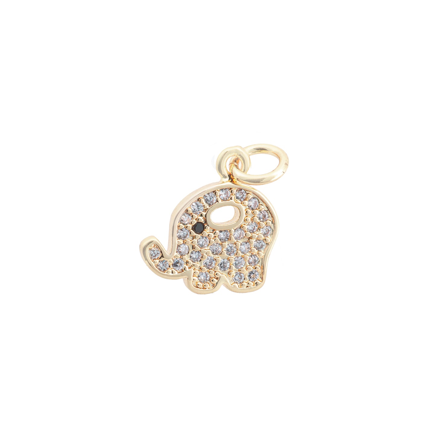 Dije Elefante con Circonia Micromontado 12.5x11mm Dorado