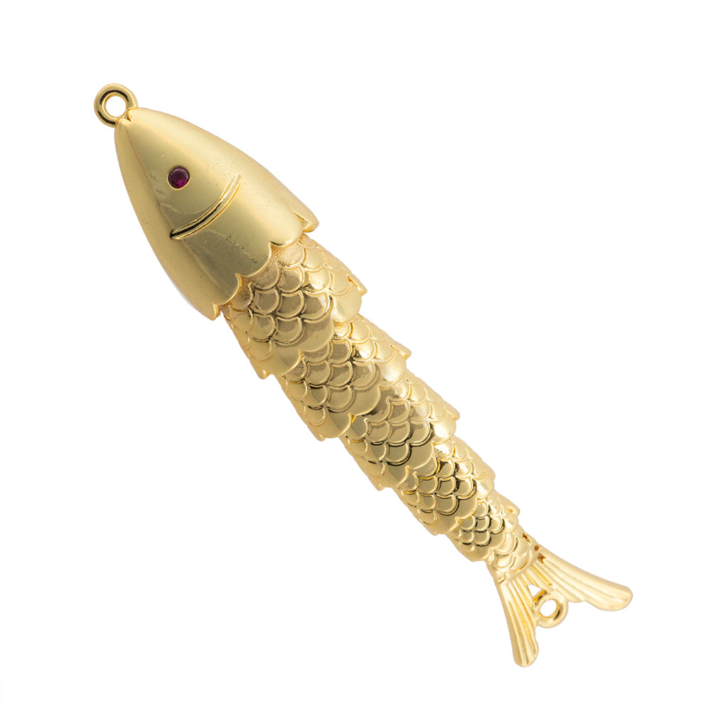 Dije Pez Articulado con Circonia 65x13mm Dorado