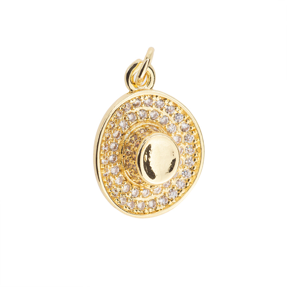 Dije Sombrero con Circonia 19.5x14.8mm Dorado