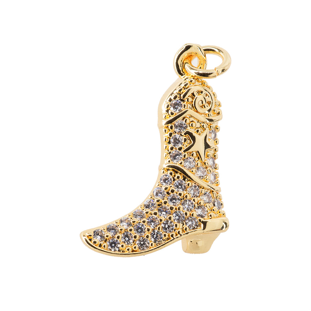 Dije Bota con Circonia 22.5x16mm Dorado
