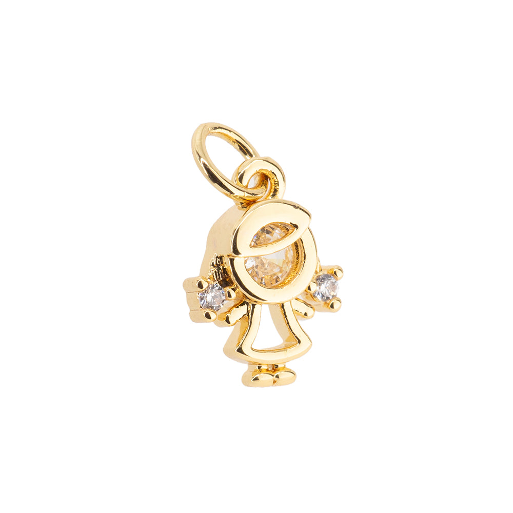 Dije Niña con Circonia Blanca 12.5x9mm Dorado