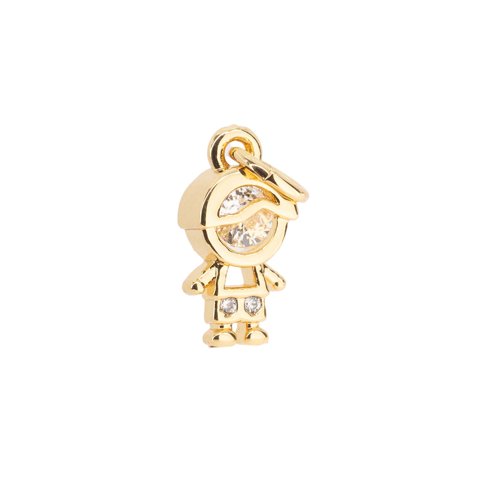 Dije Niño con Circonia Blanca 12x6mm Dorado