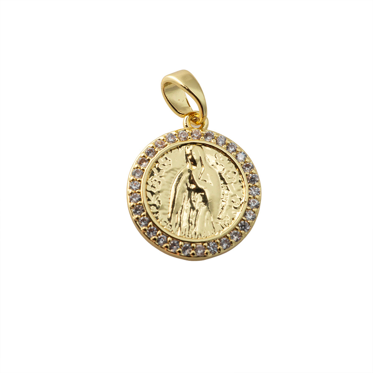 Dije Virgen de Guadalupe con Circonia 17x14.5mm Dorado