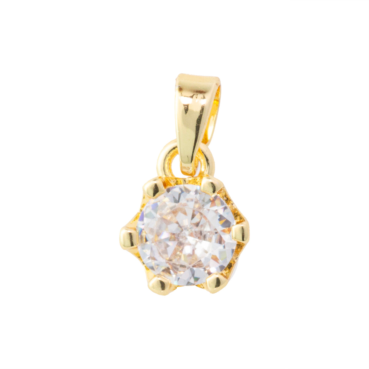 Dije Mini con Piedra Redonda 9.5x8mm Dorado