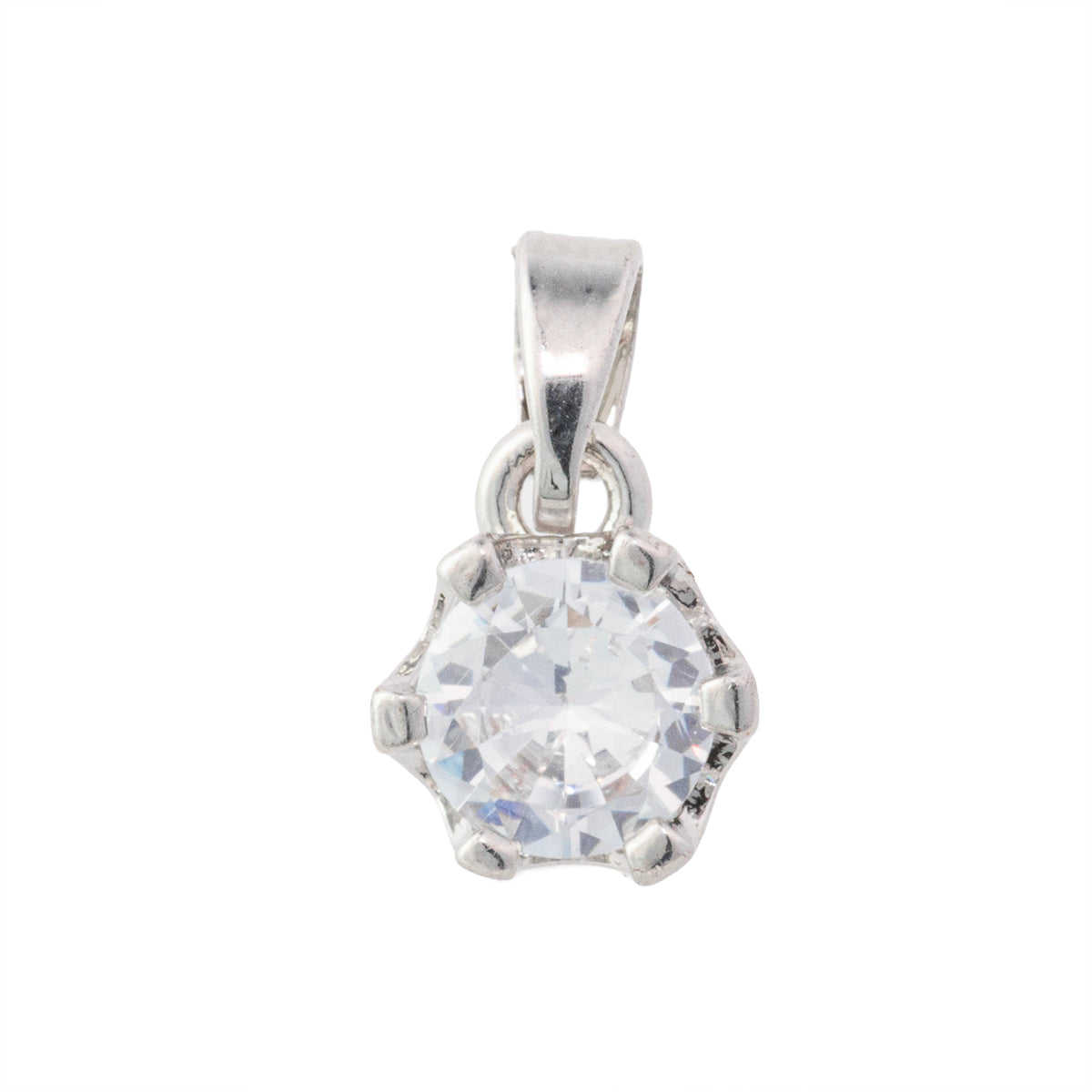 Dije Mini con Piedra Redonda 9.5x8mm Plateado