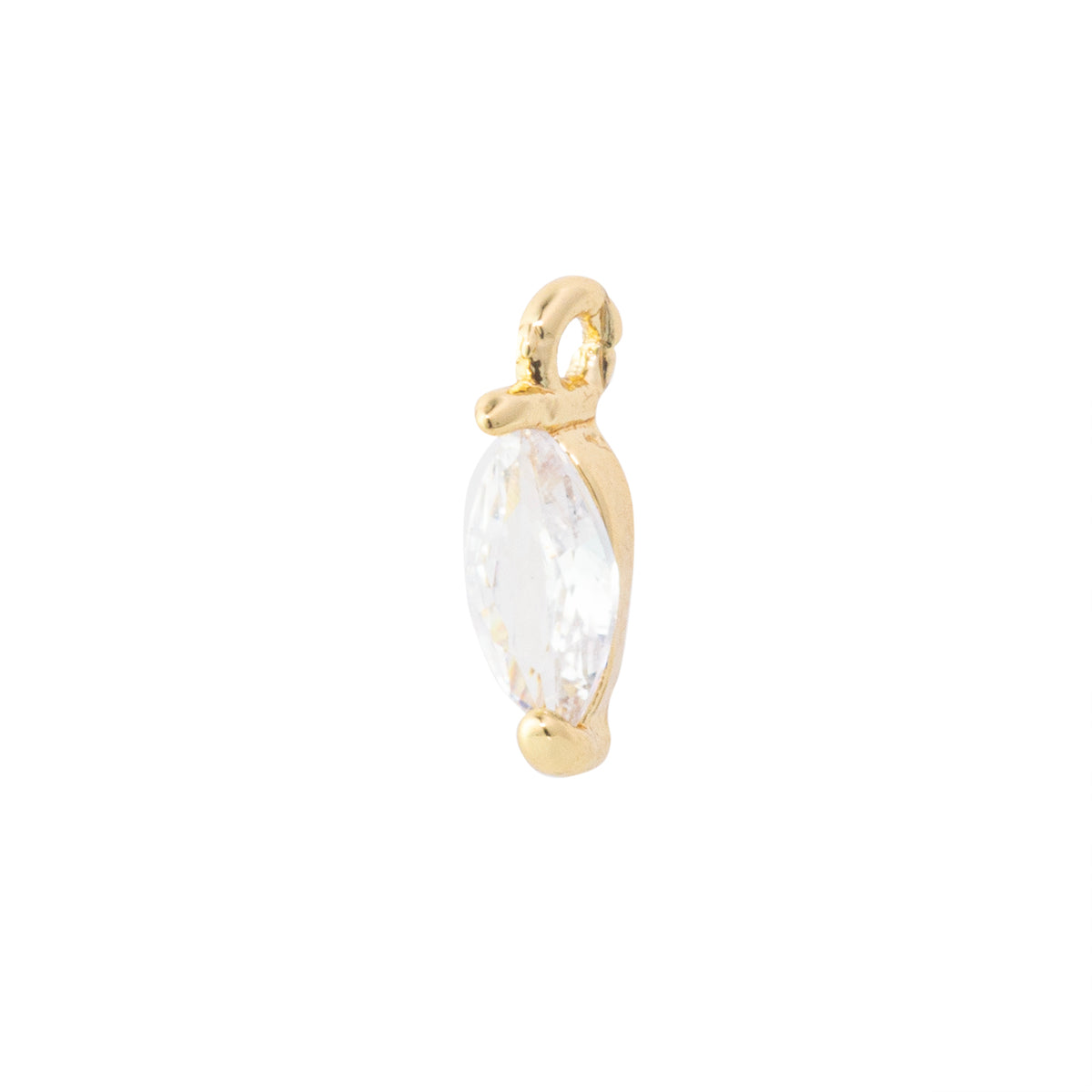 Mini Dije Oval con Circonia 9x3mm Dorado