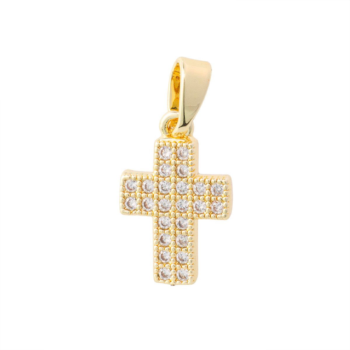 Dije Cruz con Circonia 13.5x9mm Dorado