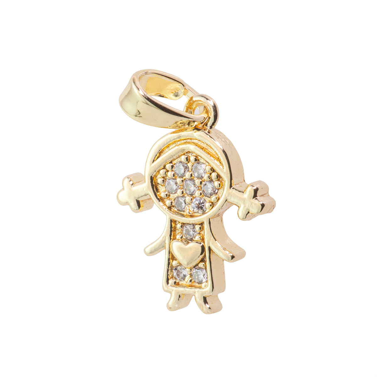 Dije Niña con Circonia 15x11.5mm Dorado