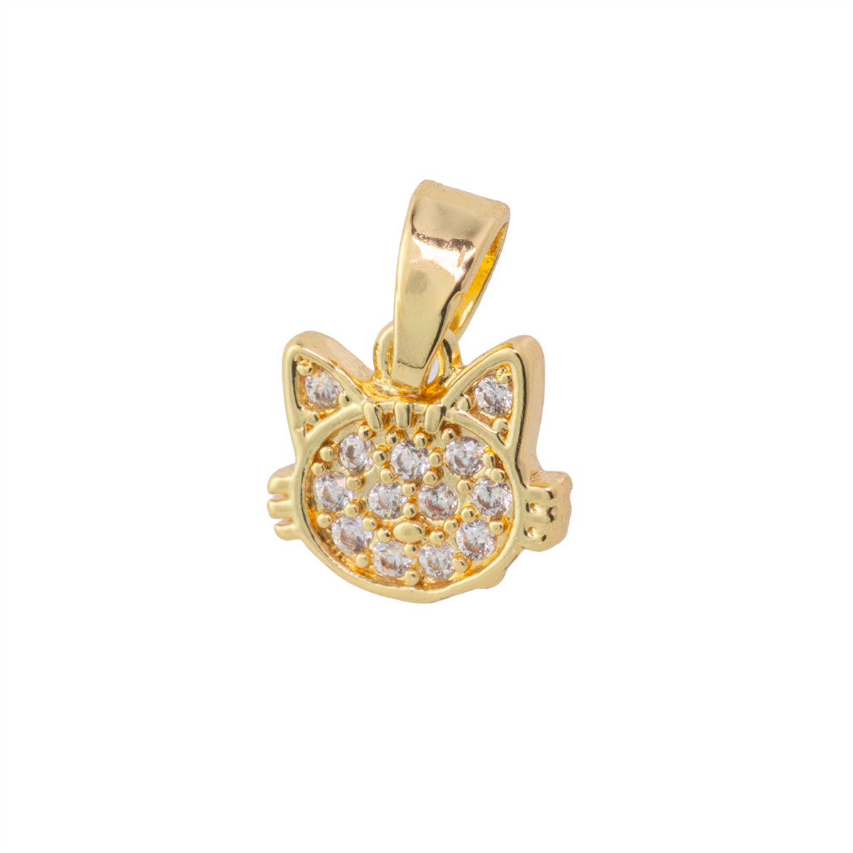 Dije Gato con Circonia 8x9mm Dorado