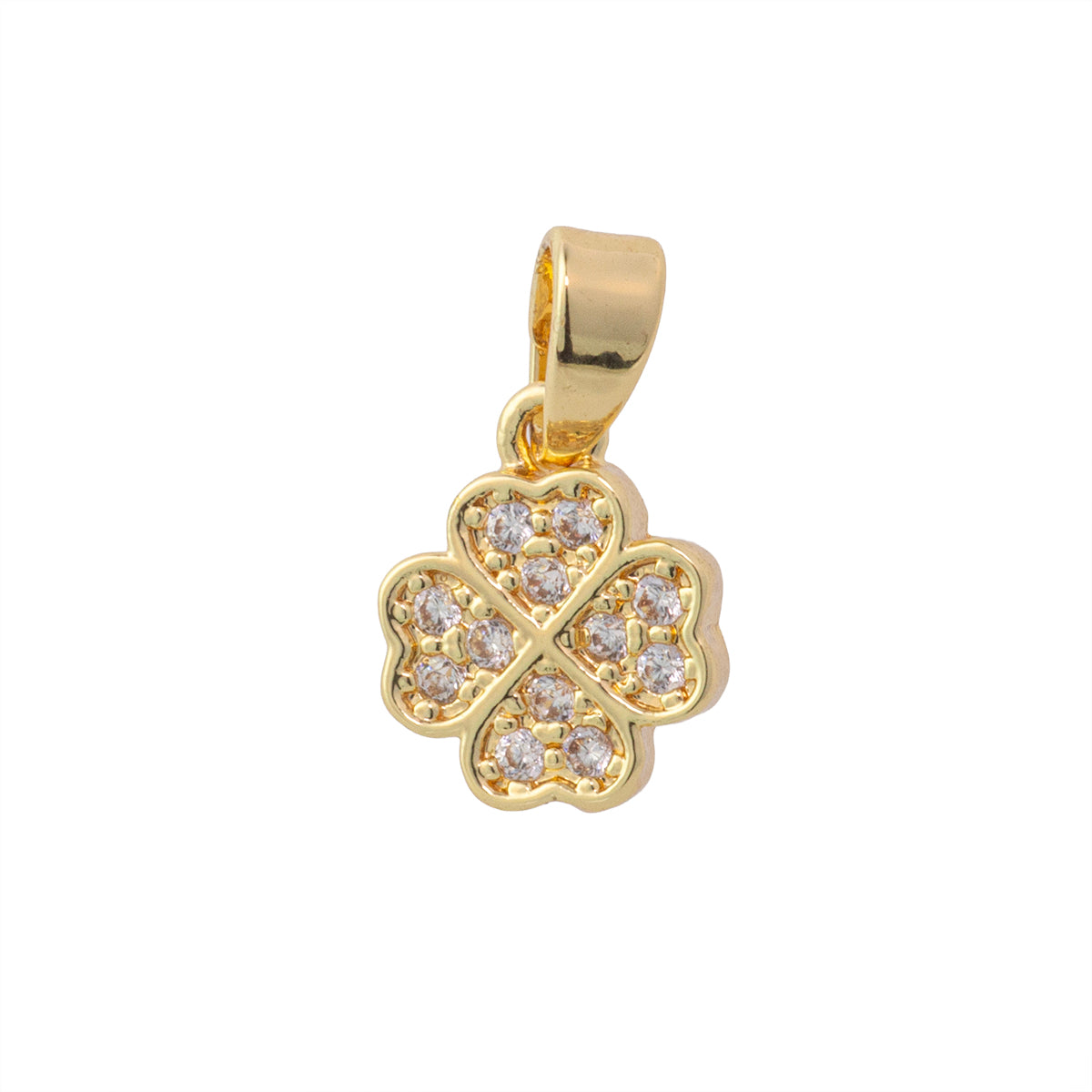 Dije Trébol con Circonia 10x8mm Dorado