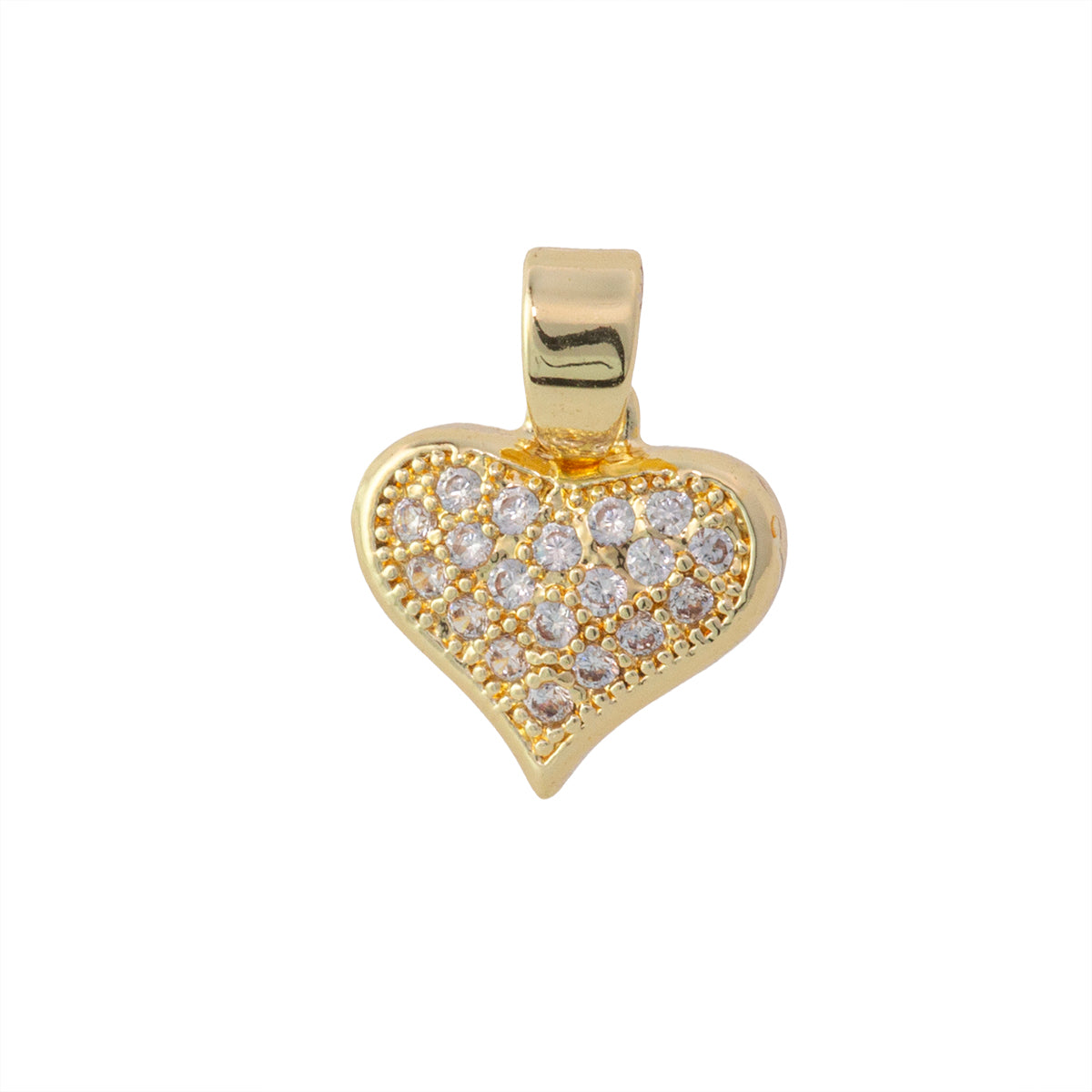 Dije Corazón con Circonia 10x9.5mm Dorado