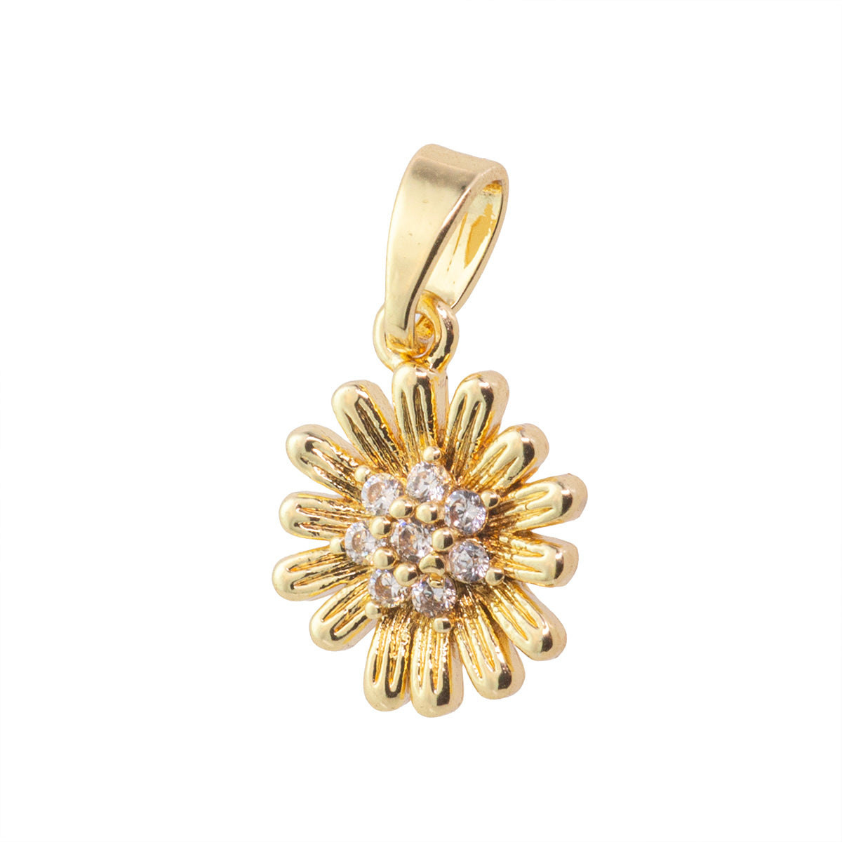Dije Girasol con Circonia 12.5x10mm Dorado