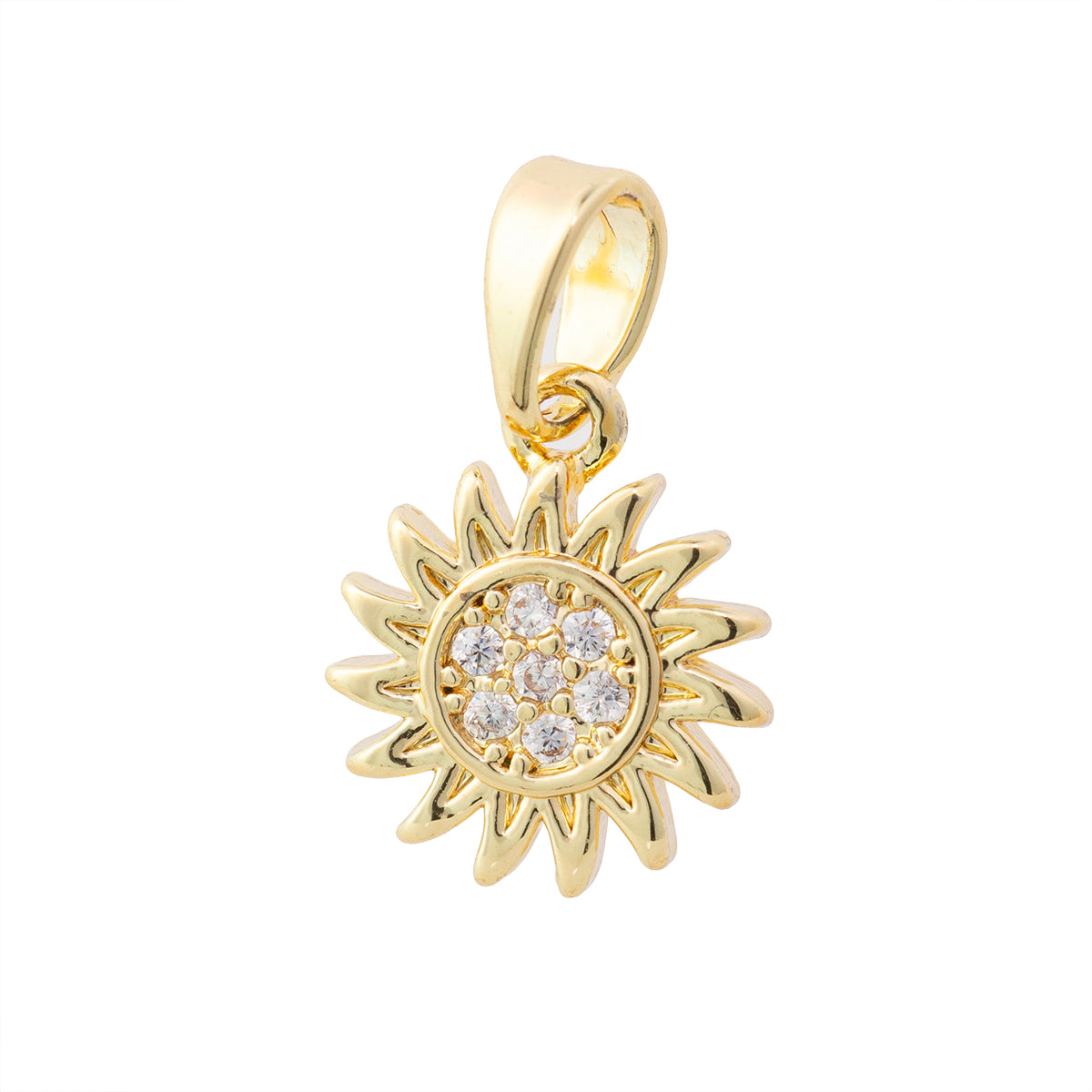 Dije Sol con Circonia 11.5x9.5mm Dorado