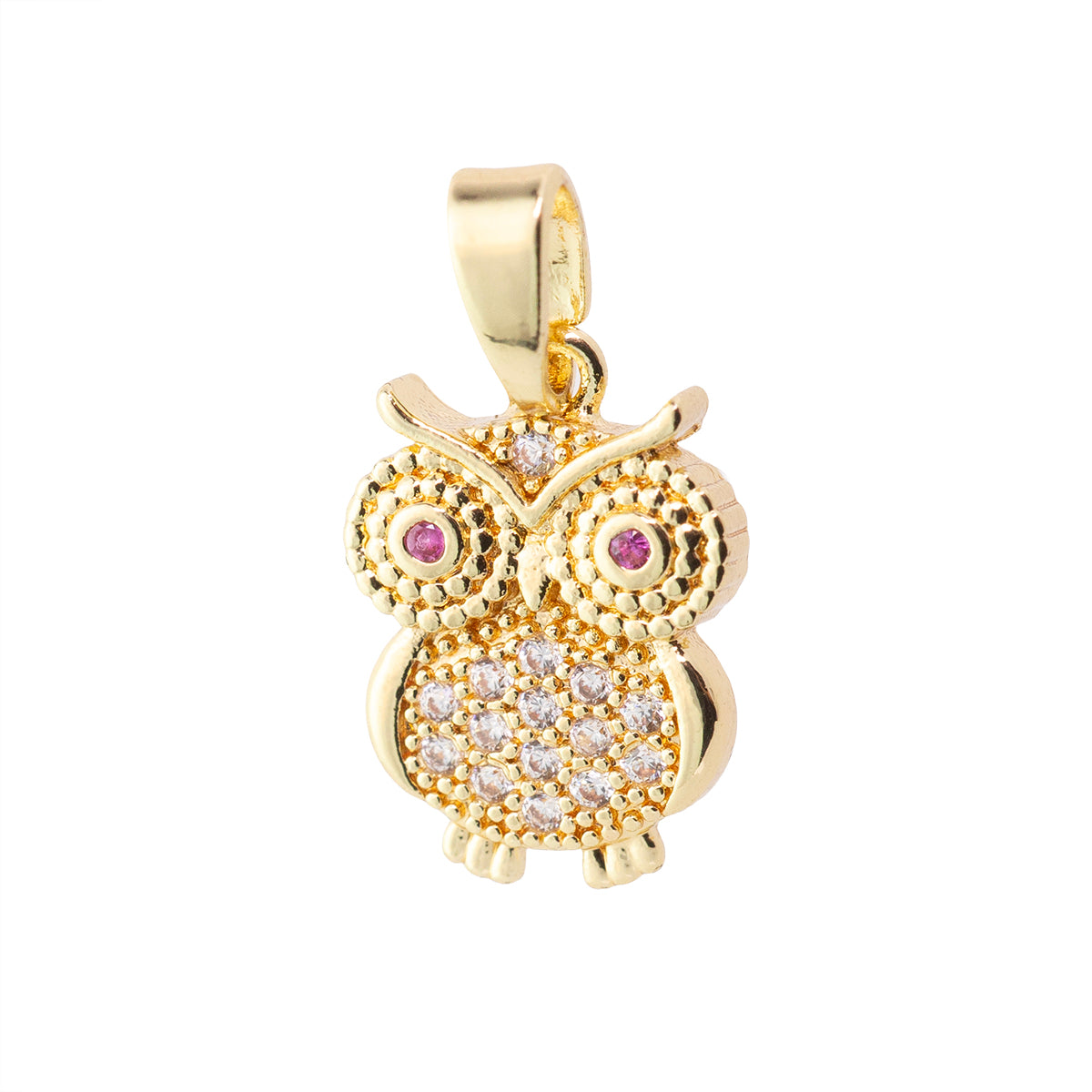 Dije Búho con Circonia 13.5x9.5mm Dorado