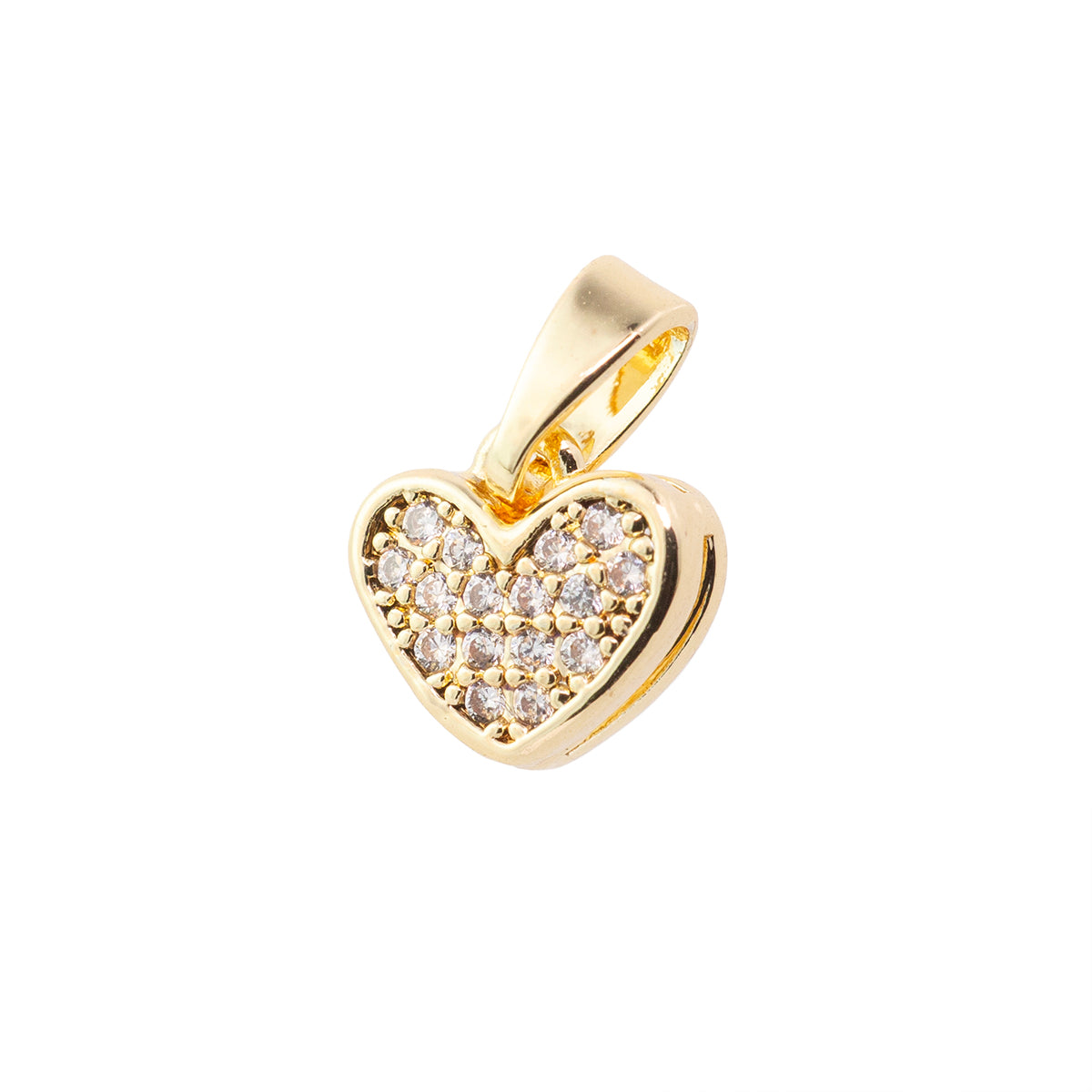 Mini Dije Corazón con Circonia 8mm Dorado