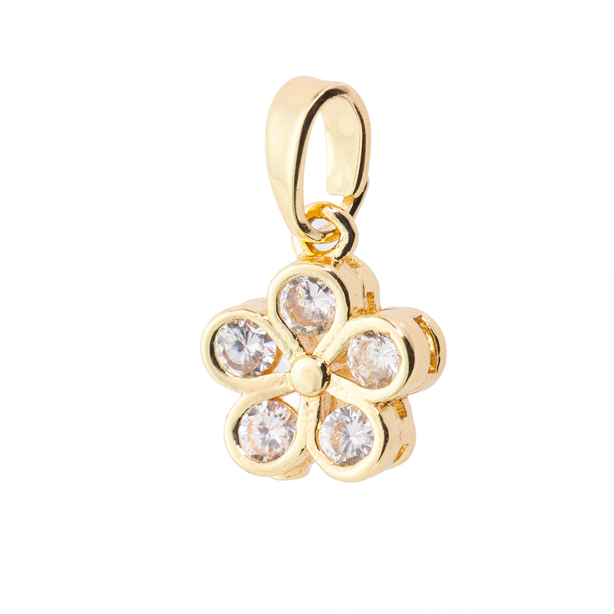 Dije Trébol con Circonia 10.5x9mm Dorado