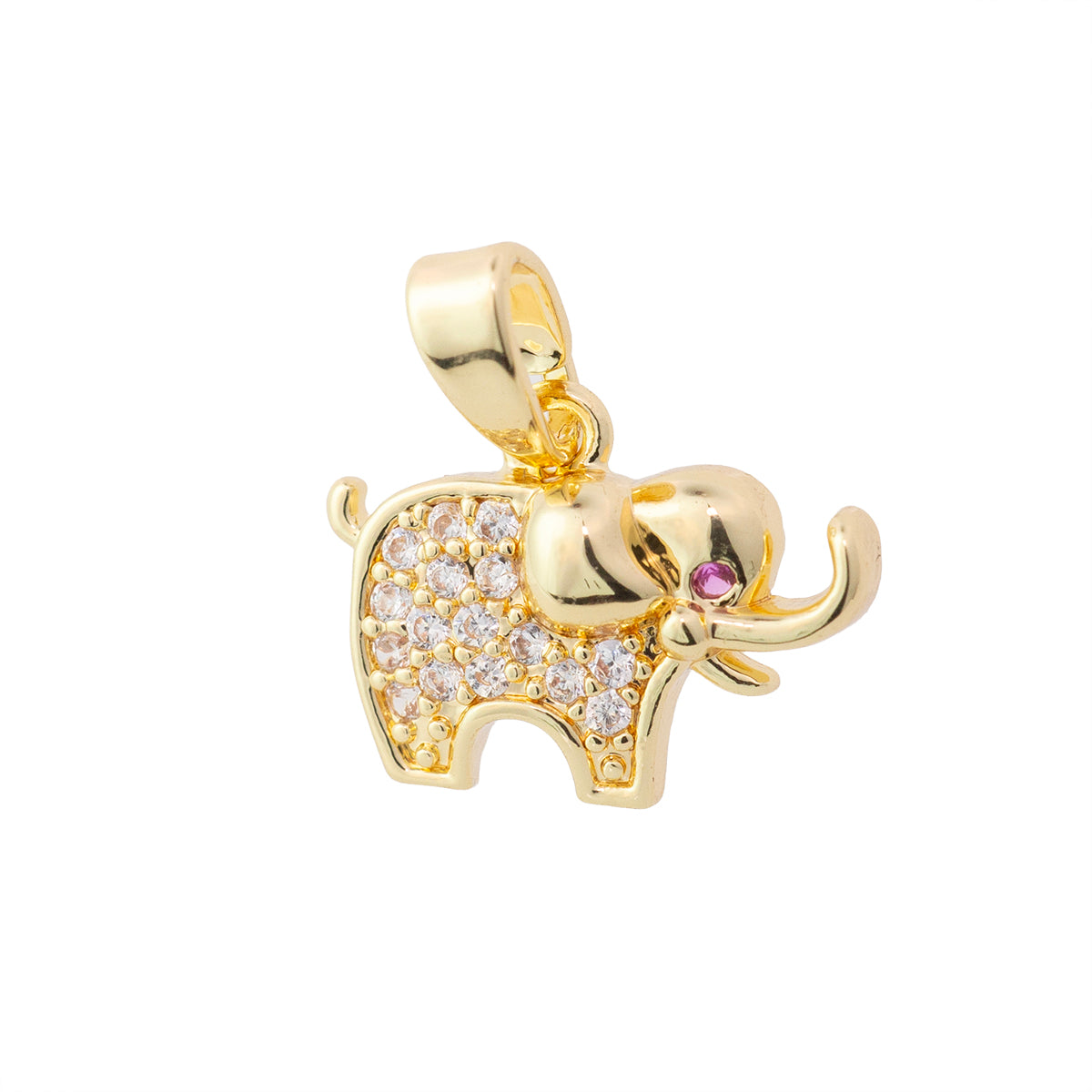 Dije Elefante con Circonia 9.5x12.5mm Dorado